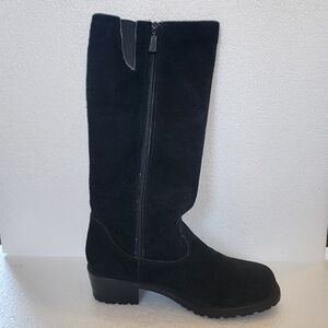 Sporto Women's Black Suede Mid-Calf Heeled Boots